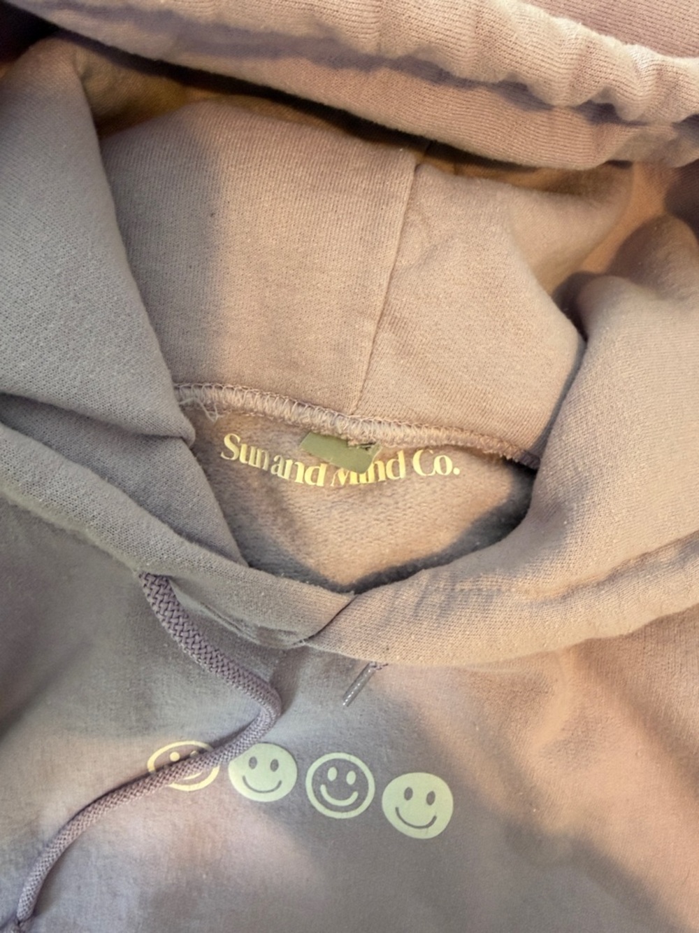 Lavender Smiley Graphic Hoodie - "I'm So Happy You're Here" - Picture 4 of 4